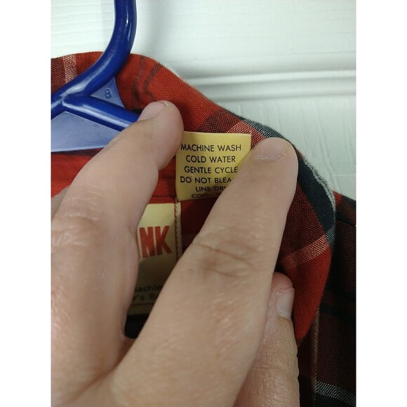 Ultra Pink Men's S Red Flannel Vintage Single Stitch S/S Button Pocket Shirt - Picture 11 of 12